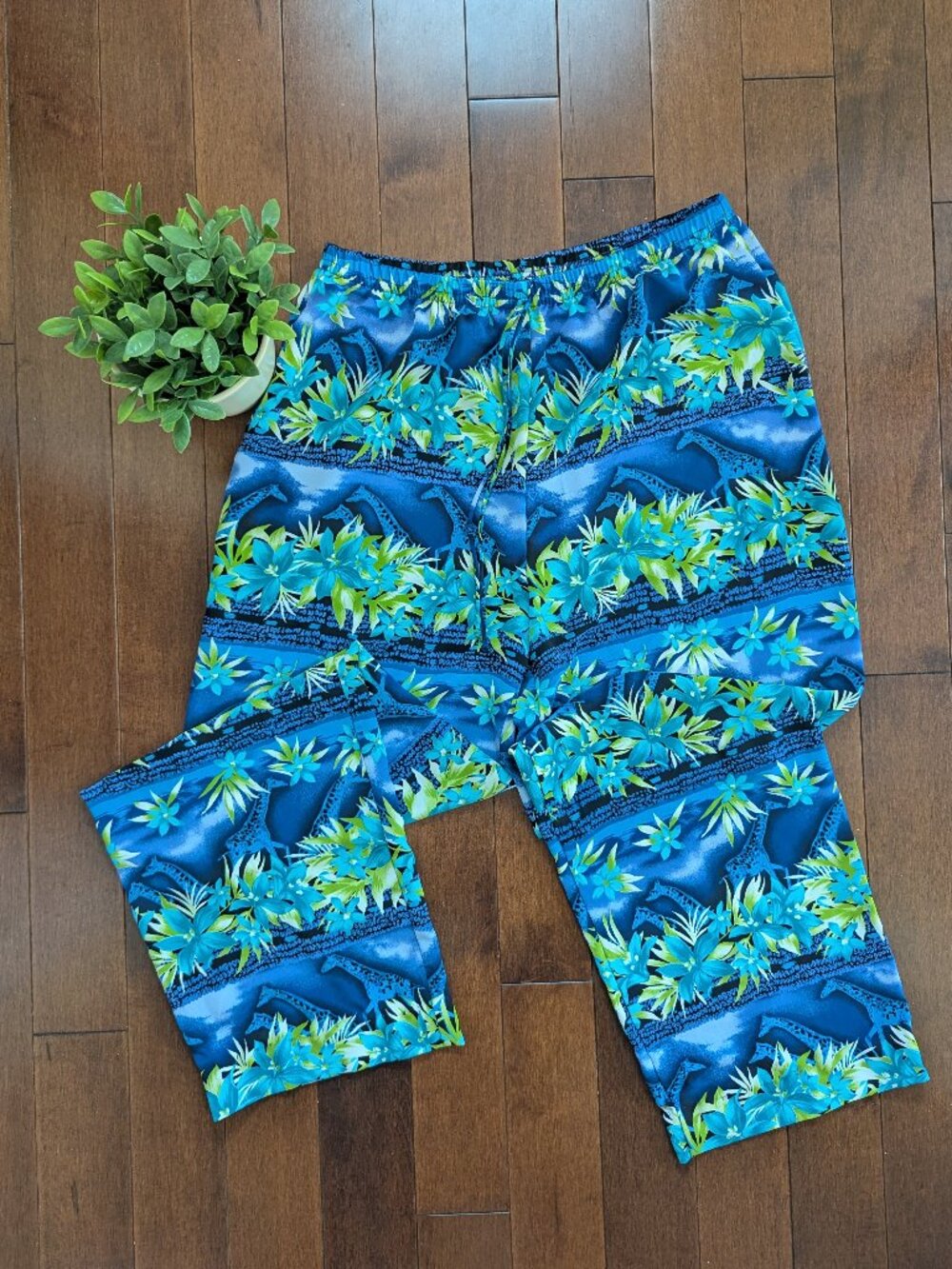 BOHO Y2K TROPICAL PRINT PALAZZO PANTS